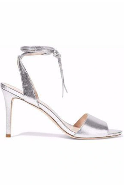 Shop Loeffler Randall Woman Elyse Mirrored Textured-leather Sandals Silver