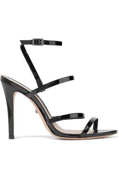 Shop Schutz Ilara Mirrored-leather Sandals In Black