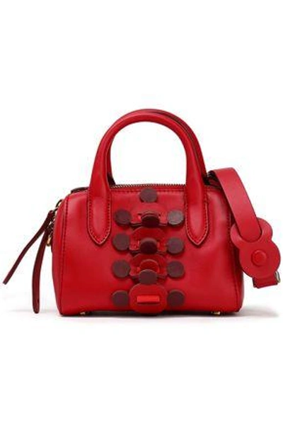 Shop Anya Hindmarch Woman Vere Barrel Mini Appliquéd Leather Shoulder Bag Crimson