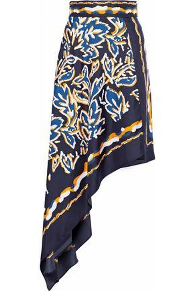 Shop Peter Pilotto Woman Asymmetric Printed Silk Skirt Multicolor