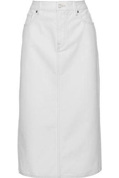 Shop Oscar De La Renta Woman Denim Midi Skirt White
