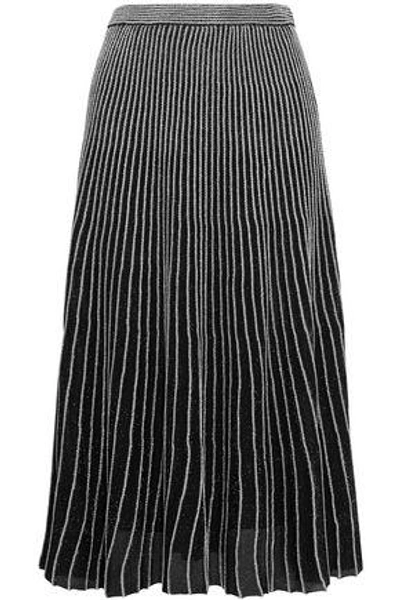 Shop Proenza Schouler Woman Plissé Metallic Stretch-knit Midi Skirt Black