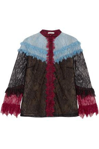 Shop Erdem Woman Margery Color-block Corded Lace Blouse Black