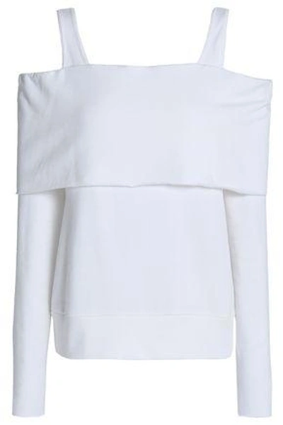Shop Bailey44 Bailey 44 Woman Cold-shoulder Stretch-modal Fleece Top White