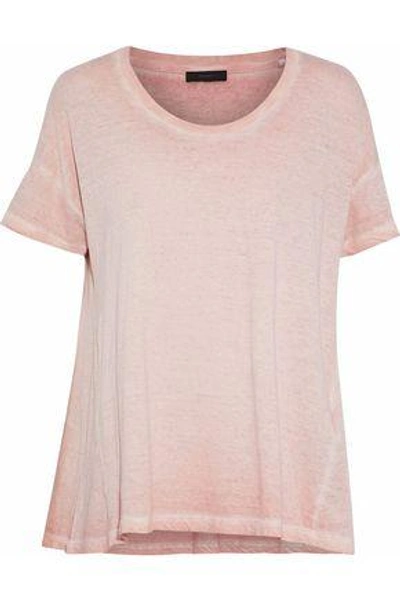 Shop Belstaff Woman Slub Cotton-jersey T-shirt Blush