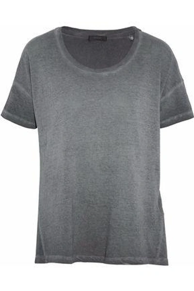 Shop Belstaff Woman Slub Cotton-jersey T-shirt Anthracite