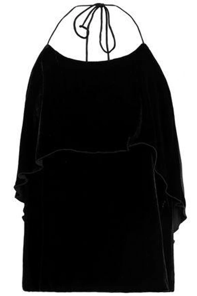 Shop Alice And Olivia Alice + Olivia Woman Marybeth Velvet Halterneck Top Black