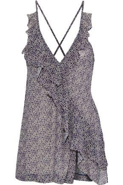 Shop Iro Woman Grifin Ruffled Floral-print Georgette Camisole Navy