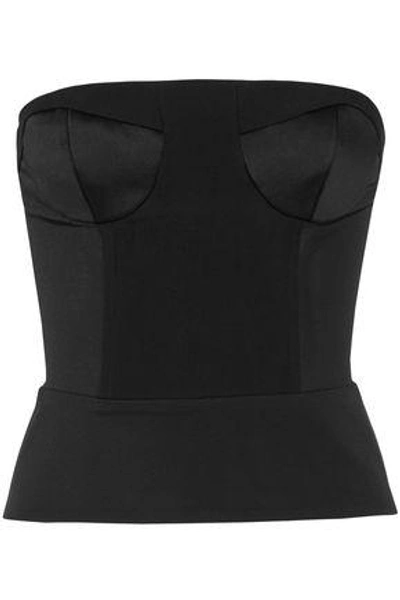 Shop Carmen March Mesh, Crepe And Satin Bustier Top In Black