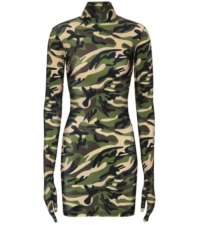 Shop Vetements Camouflage Glove Dress In Green