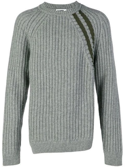 Shop Jil Sander Diagonal Stripe Knit Sweater In 032 Grey