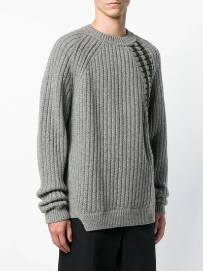 Shop Jil Sander Diagonal Stripe Knit Sweater In 032 Grey