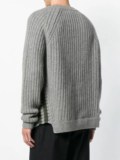 Shop Jil Sander Diagonal Stripe Knit Sweater In 032 Grey