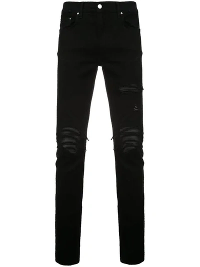 Shop Amiri Distressed Skinny Jeans In Black