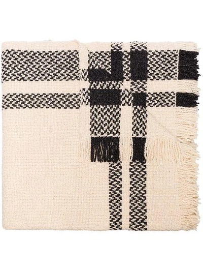 Shop Aessai Cream And Black Grace Knitted Blanket Scarf In White