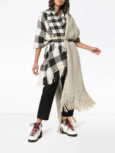 Shop Aessai Off White Fringed Merino Linen