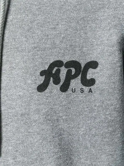 Shop Apc A.p.c. Logo Hoodie - Grey