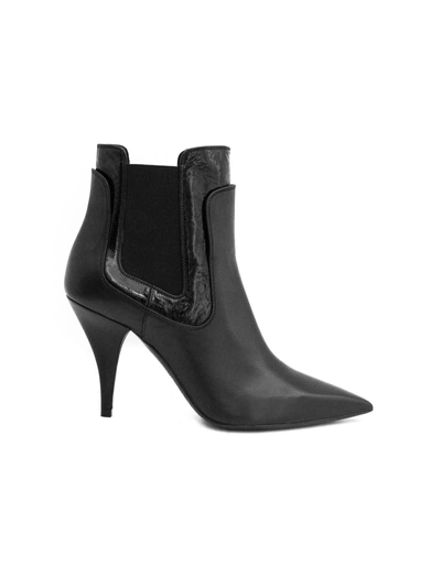 Shop Casadei Black Leather Ankle Boot. In Nero