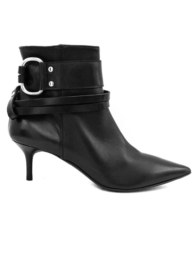 Shop Elena Iachi Black Leather Ankle Boots. In Nero