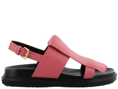 Shop Marni Fussbett Sandal In Black/pink