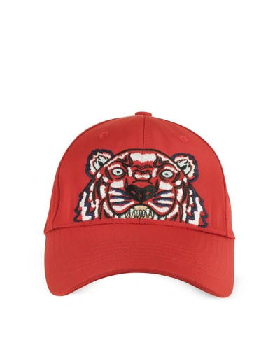 Shop Kenzo Tiger Canvas Baseball Cap In Red