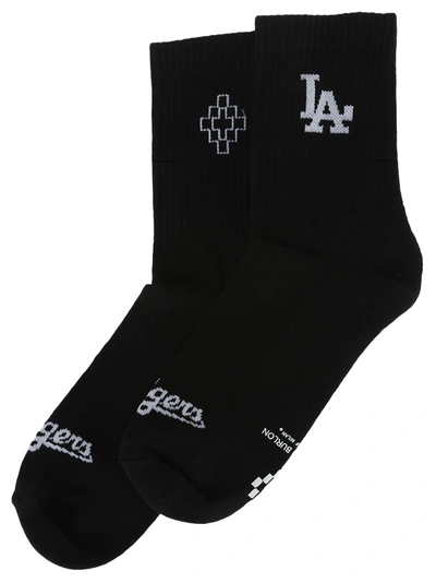 Shop Marcelo Burlon County Of Milan La Dodgers Short Socks In Black/white