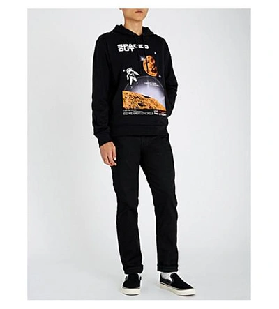 Shop Kenzo Spaced Out Printed Cotton-jersey Hoody In Black