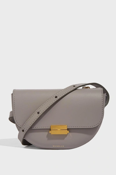 Shop Wandler Anna Leather Belt Bag In Grey