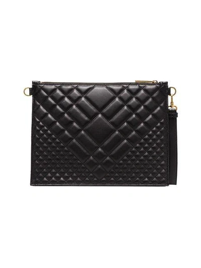 Shop Versace Black Medusa Quilted Leather Clutch Bag
