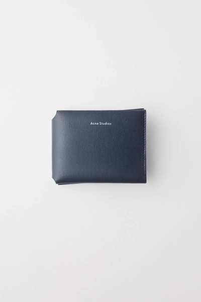 Shop Acne Studios Trifold Card Wallet Dark Blue
