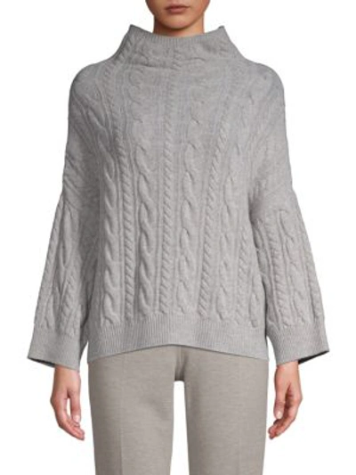 Shop Max Mara Fungo Mockneck Cable Knit Jumper In Pearl Grey