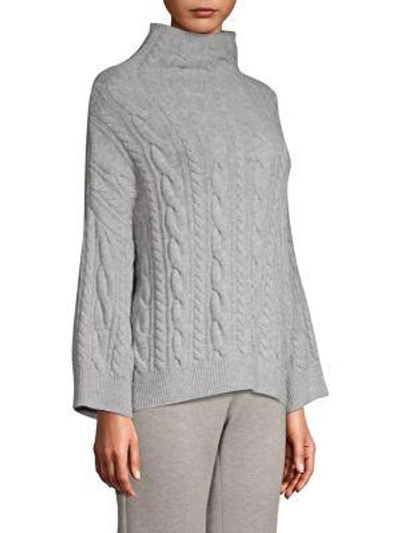 Shop Max Mara Fungo Mockneck Cable Knit Sweater In Pearl Grey
