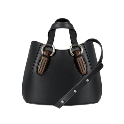 Shop Aevha London Mini Garnet Tote In Black With Wooden Hardware