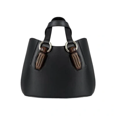 Shop Aevha London Mini Garnet Tote In Black With Wooden Hardware