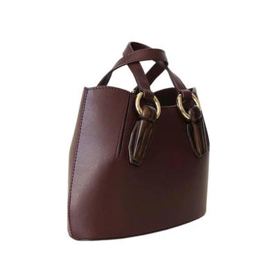 Shop Aevha London Mini Garnet Tote In Mulberry With Wooden Hardware