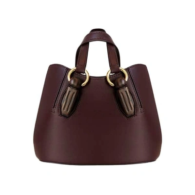 Shop Aevha London Mini Garnet Tote In Mulberry With Wooden Hardware