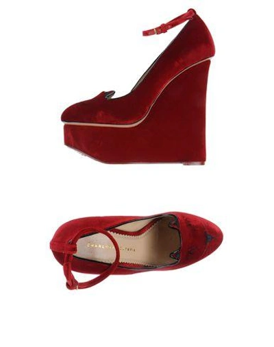 Shop Charlotte Olympia Wedges In Red