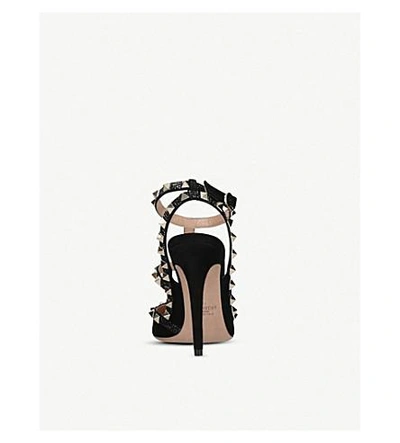 Shop Valentino Rockstud 100 Embellished Suede Courts In Black