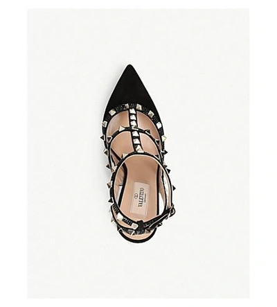 Shop Valentino Rockstud 100 Embellished Suede Courts In Black