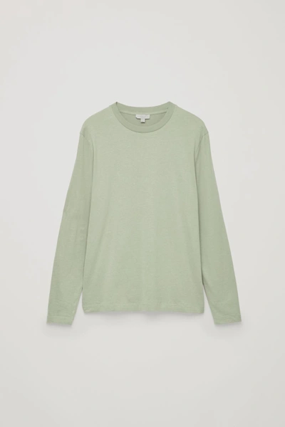 Shop Cos Long-sleeved Cotton T-shirt In Green