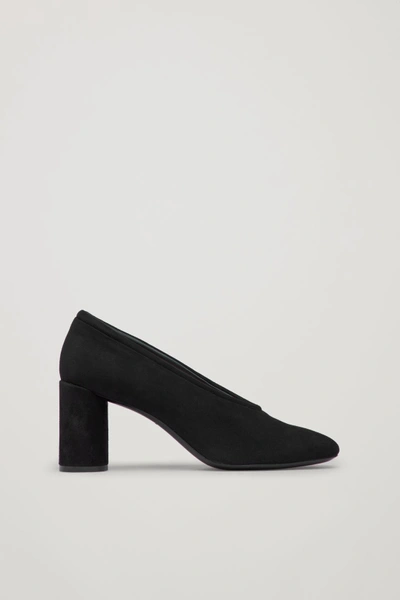 Shop Cos Suede Heels With Padded Trim In Black