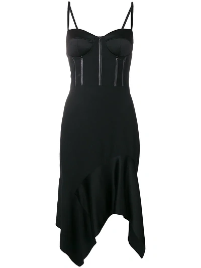 Shop Pinko Asymmetric Bustier Midi Dress In Black