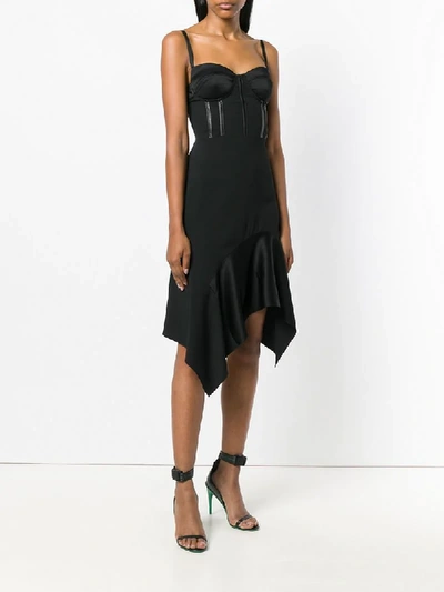 Shop Pinko Asymmetric Bustier Midi Dress In Black