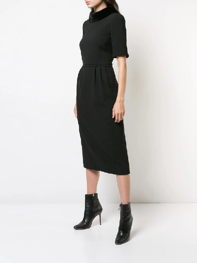 Shop Carolina Herrera Mink Fur Collar Dress - Black