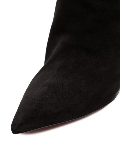 Shop Amina Muaddi Barbara 95 Suede Over-the-knee Boots - Black