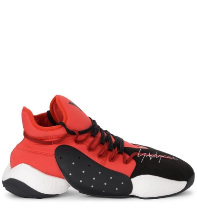Shop Y-3 Byw Bball Red Neoprene And Black Suede Sneaker In Multicolor