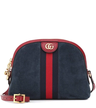 Shop Gucci Ophidia Suede Shoulder Bag In Blue
