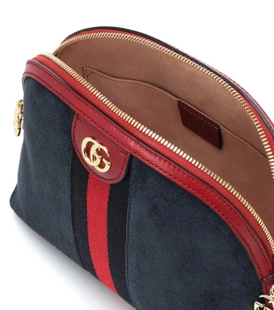 Shop Gucci Ophidia Suede Shoulder Bag In Blue