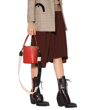 Shop Chloé Mini Roy Leather Bucket Bag In Red