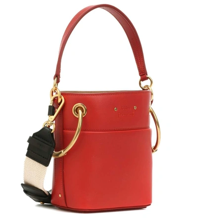 Shop Chloé Mini Roy Leather Bucket Bag In Red
